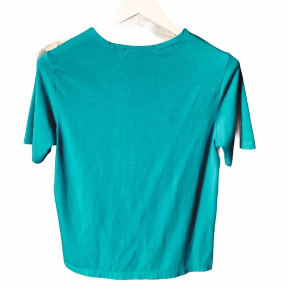 Nice Shirt Vintage Green Y2K Pima Cotton Top Dialogue Pullover Short Sleeve M - Picture 8 of 9
